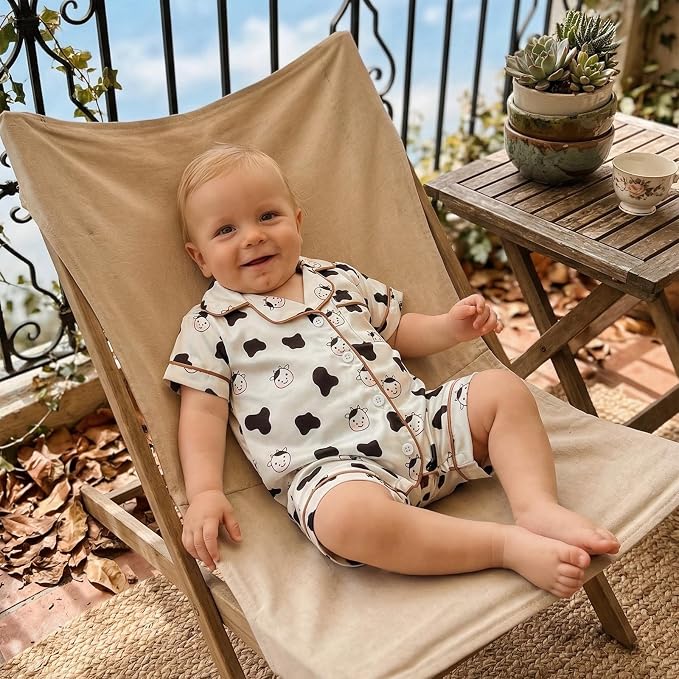 Kuriozud Baby Girl Boy Romper Pajamas Onesie Short Sleeve Button Down Pjs - Image 2