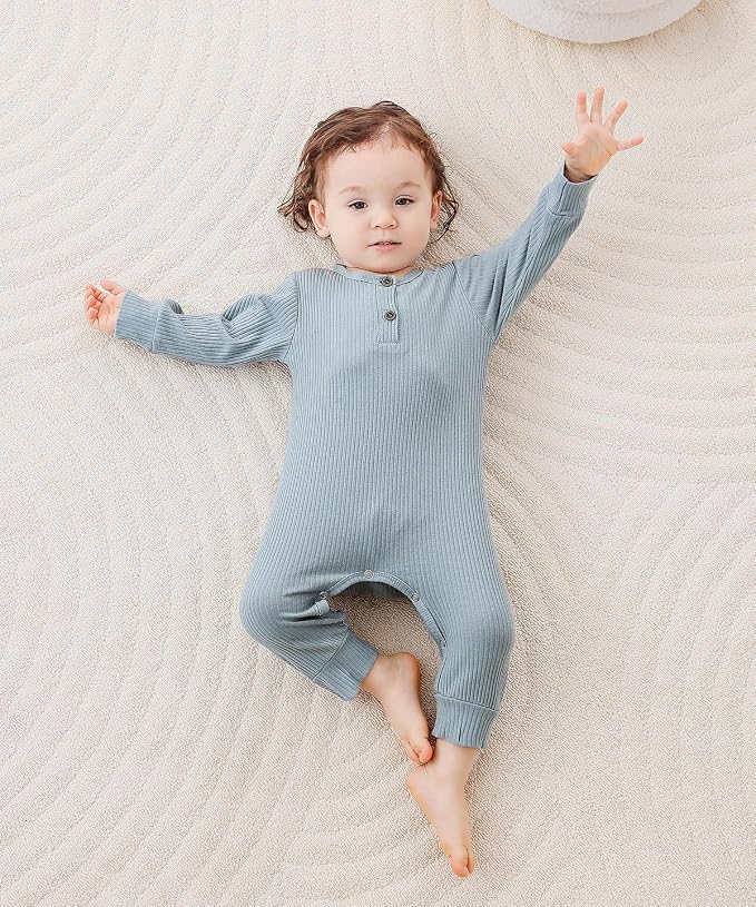 Bafeicao Baby Boy Girl 2/3 Pack Solid Romper Ribbed Short/Long Sleeve | - Image 5