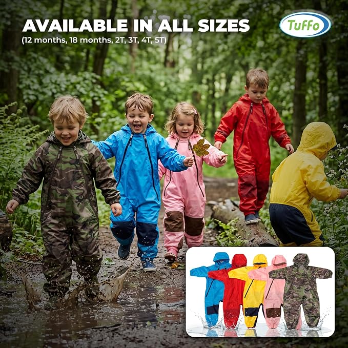 Tuffo Muddy Buddy Kids Waterproof Rain Suit One-Piece Coverall, Dual Zippers - Image 9