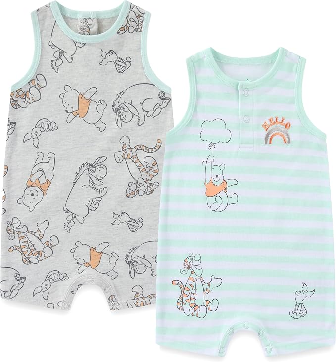 Disney Cars Pooh Mickey Stitch Baby Boys 2 Pack Romper by Disney