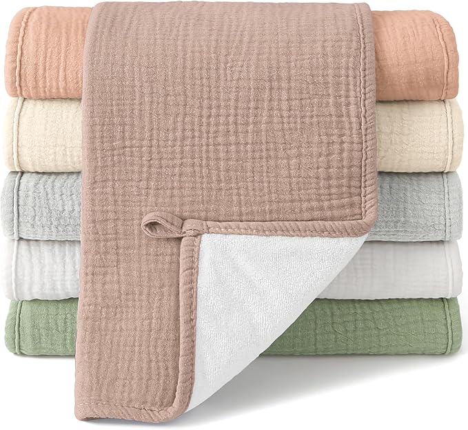 Bearmoss Muslin Burp Cloths, 100% Cotton Baby Burping Clothes, Large Extra Soft by Bearmoss