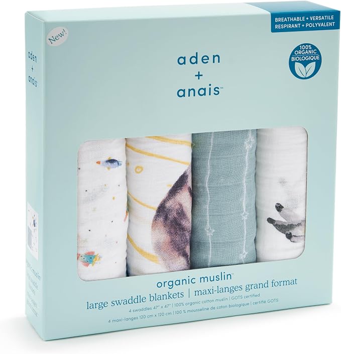 aden + anais 100% Organic Cotton Muslin Swaddles, Breathable Baby Blanket - Image 4