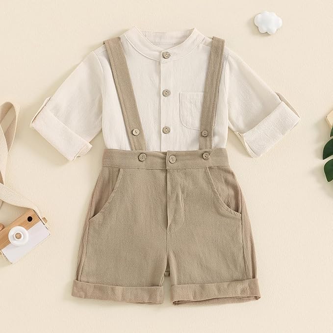 PUHHAPIEY Baby Boy Gentleman Wedding Outfit Dress Romper Suspender Pants | 0 3 - Image 2