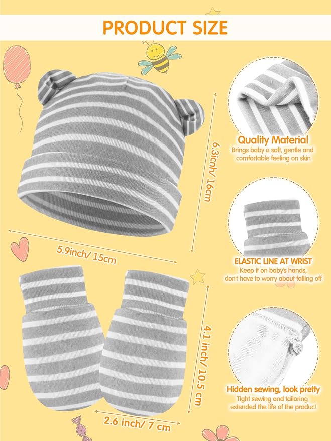 Geyoga 12 Pcs Baby Hat | Newborn Hats Mittens - Image 2