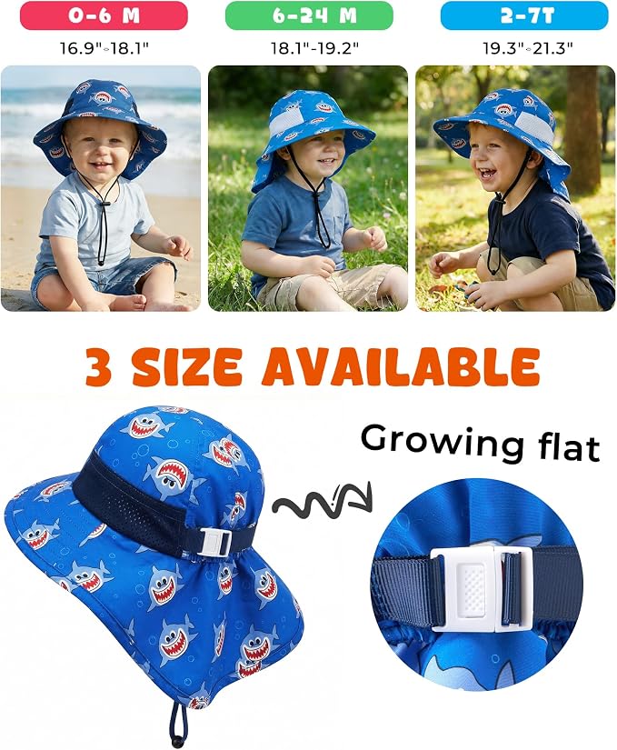 Toddler Baby Sun Hat Kids Summer Beach Essentials Adjustable Beach Hats - Image 4