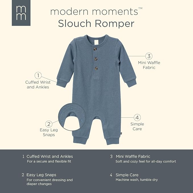Modern Moments by Gerber Baby Henley Waffle Knit Romper - Image 6