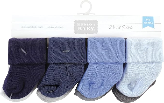 Hudson Baby Baby 8-pack Cotton Rich Newborn and Terry Socks - Image 3