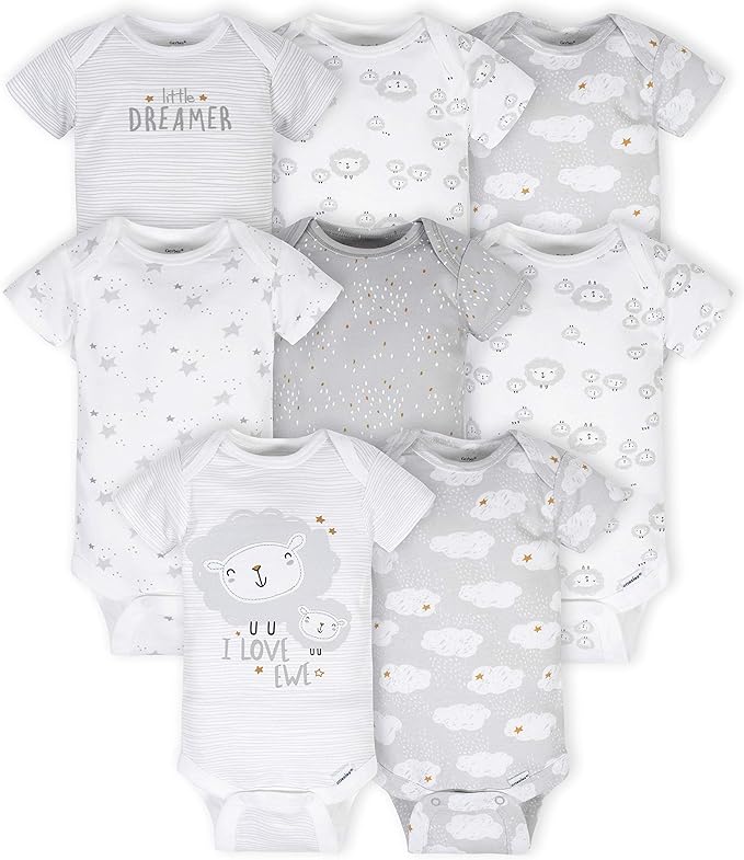 Gerber Baby Boys & Girls 8-Pack Short Sleeve Onesies Bodysuits by Gerber