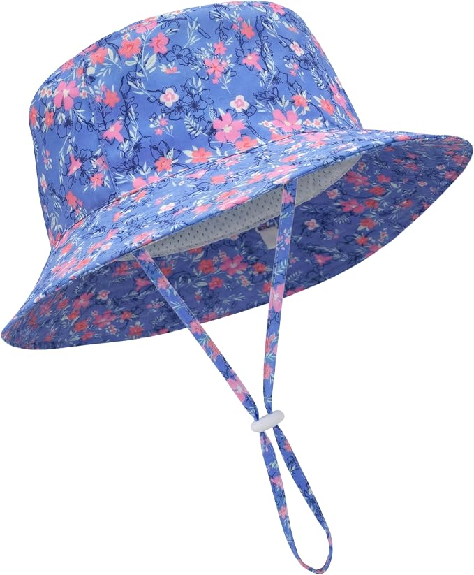 Baby Sun Hat Kids Summer Sun Protection Toddler Bucket Hat Wide Brim Adjustable by HONGTEYA