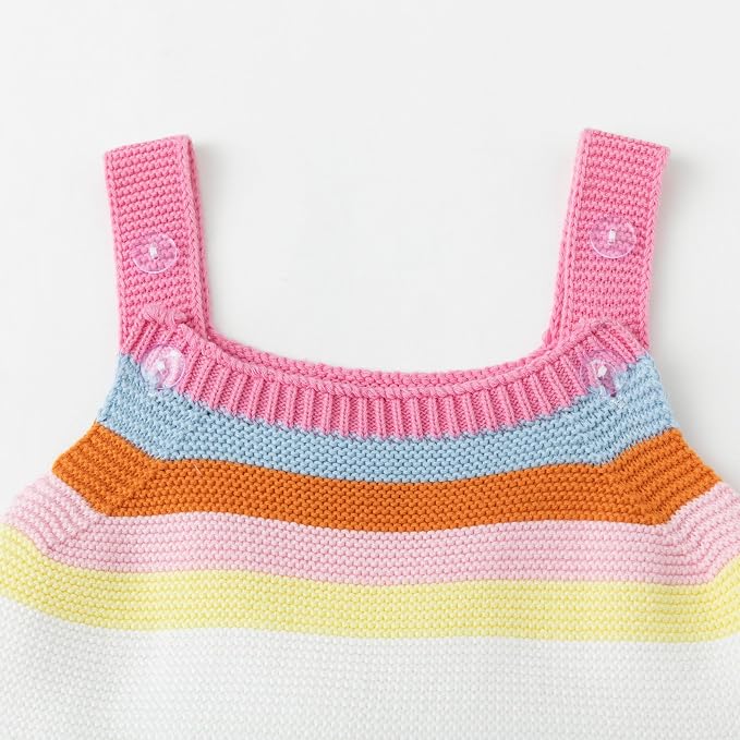 Simplee kids Baby Girl Romper, Sleeveless Pompoms Square Neck | Soft Breathable - Image 5