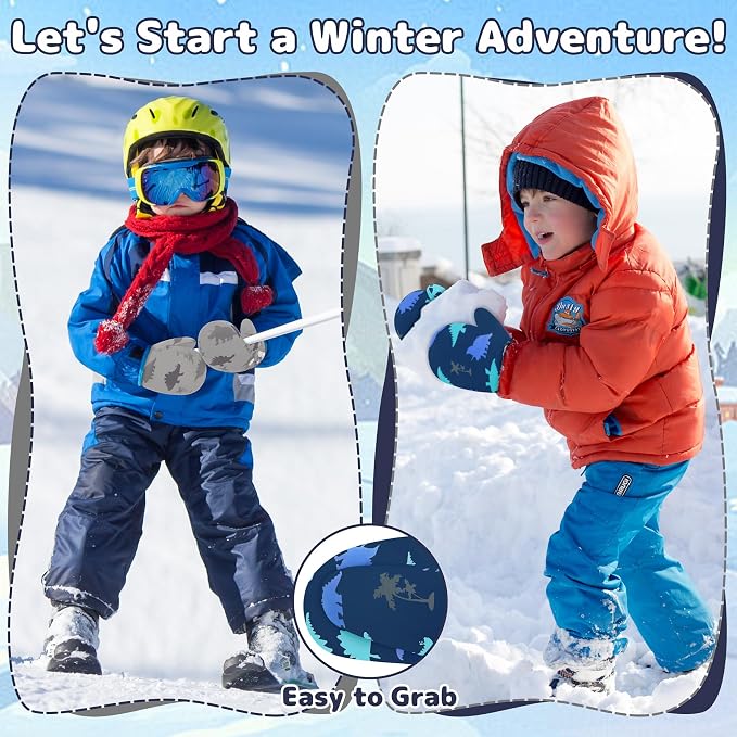 Olreco Baby Toddler Mittens Waterproof Infant Baby Winter Mittens Toddler Snow - Image 3