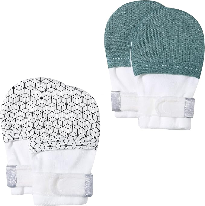 Baby Newborn No Scratch Mittens Stay On, 100% Cotton Adjustable 0-12M | Soft by HAPIU