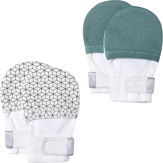Baby Newborn No Scratch Mittens Stay On, 100% Cotton Adjustable 0-12M | Soft by HAPIU