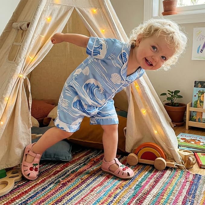 Kuriozud Baby Girl Boy Romper Pajamas Onesie Short Sleeve Button Down Pjs - Image 3