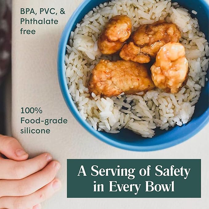 Simka Rose Baby Bowl and Spoon Set, Suction Bowls for Toddler, BPA-Free Silicone, Dishwasher and Microwave Safe Feeding Supplies (Lilac)