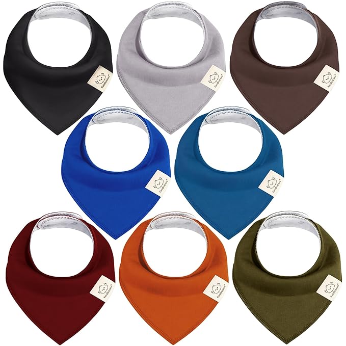 8-Pack Organic Baby Bandana Bibs for Boys, Girls - Super Absorbent Triangle Baby Bibs for Drooling and Teething Infant, 100% Cotton Extra Soft for Newborn, Infant 0-36 Months (Coastline)