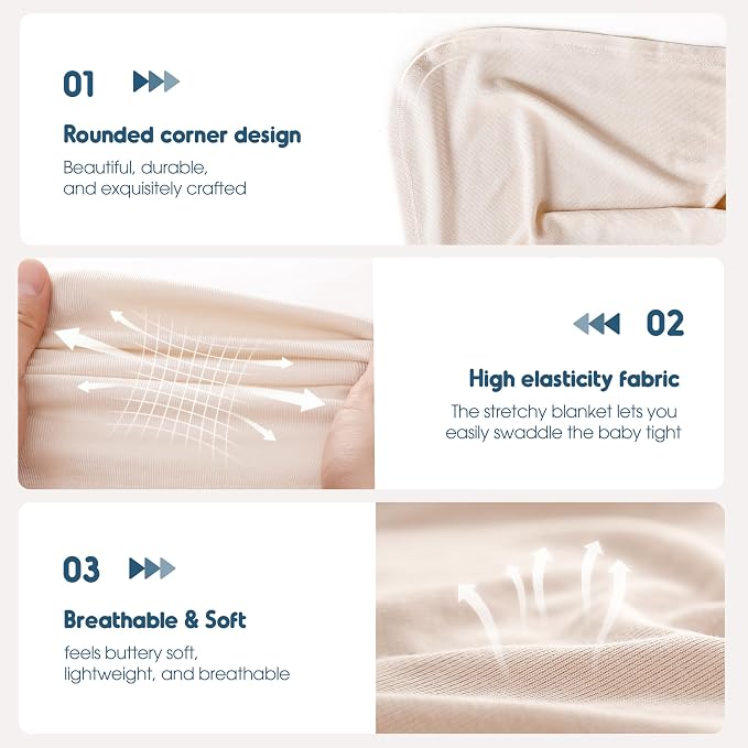 Newborn Swaddle Blanket, Ultra Soft Stretchy Jersey Knit Receiving Blankets 2 - Image 5