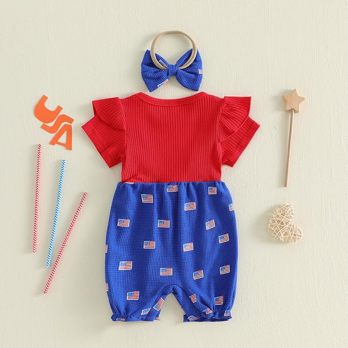 YINGISFITM Newborn Baby Girl Summer Clothes Short Sleeve Bubble Romper Bow - Image 6