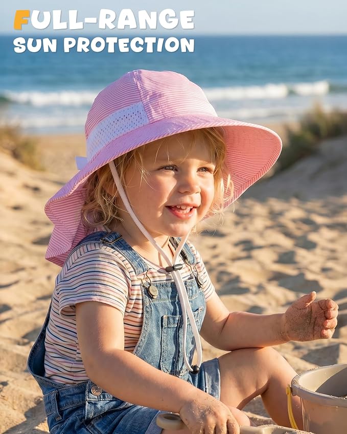Toddler Baby Sun Hat Kids Summer Beach Essentials Adjustable Beach Hats - Image 4