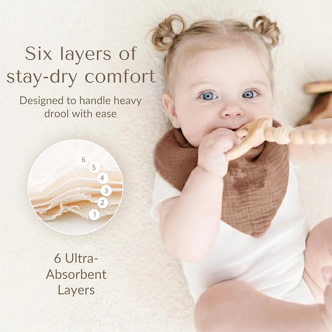 Konssy 10 Pack Baby Muslin Bandana Bibs - Image 5