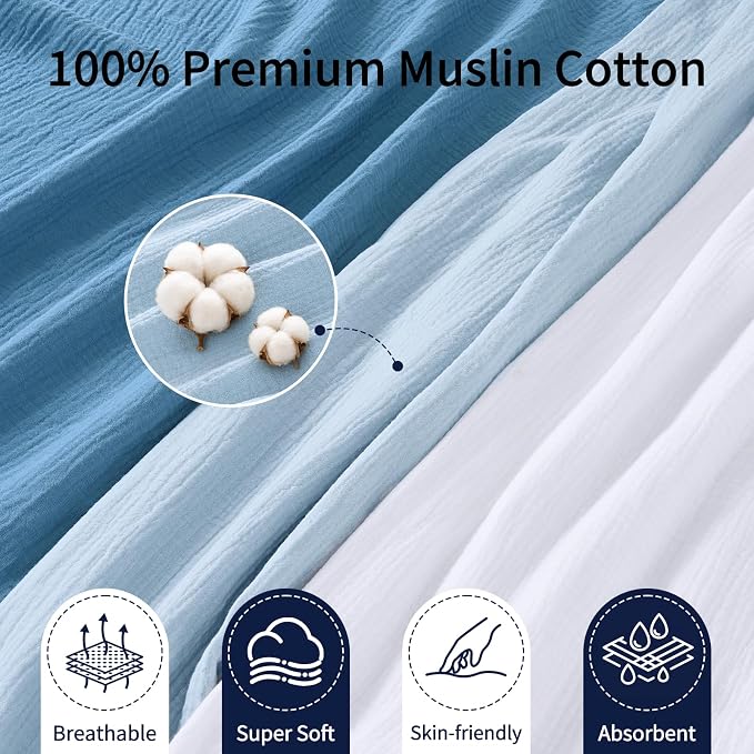 NESTALLY Cocoon Muslin Swaddle Blankets 3 Pack, Soft Breathable Large 47"x47" - Image 5
