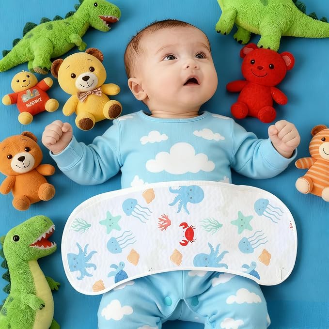 6 Pack Blue Burp Cloths Baby Boys Girls - Image 5