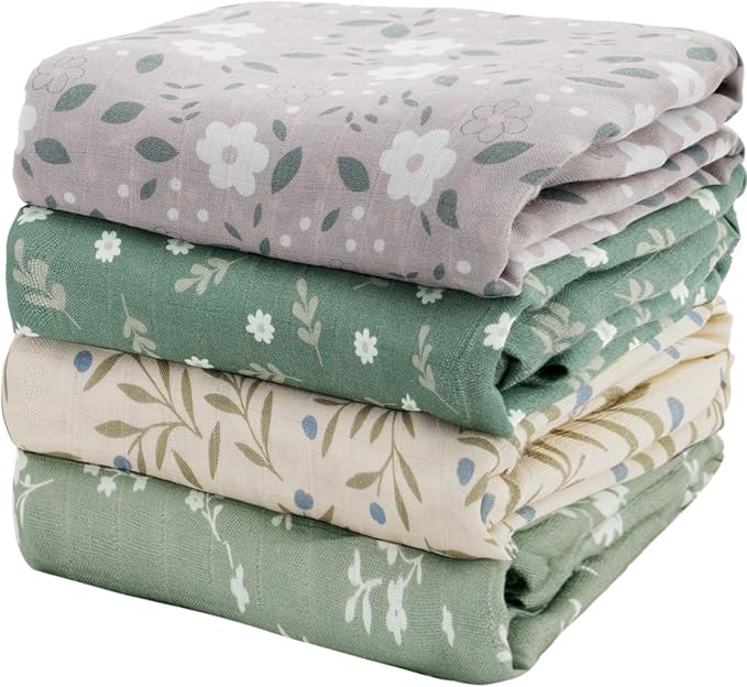 4 Set Muslin Swaddle Blankets Receiving Blanket by CoolaPeach