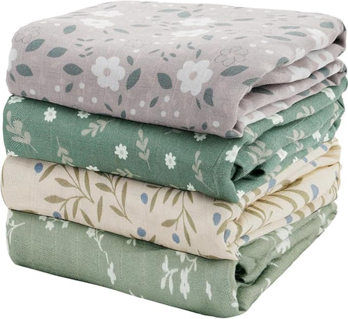 4 Set Muslin Swaddle Blankets Receiving Blanket by CoolaPeach