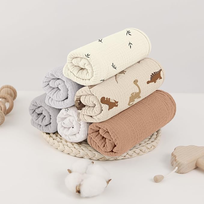 Bearmoss Muslin Burp Cloths, 100% Cotton Baby Burping Clothes, Large Extra Soft - Image 6