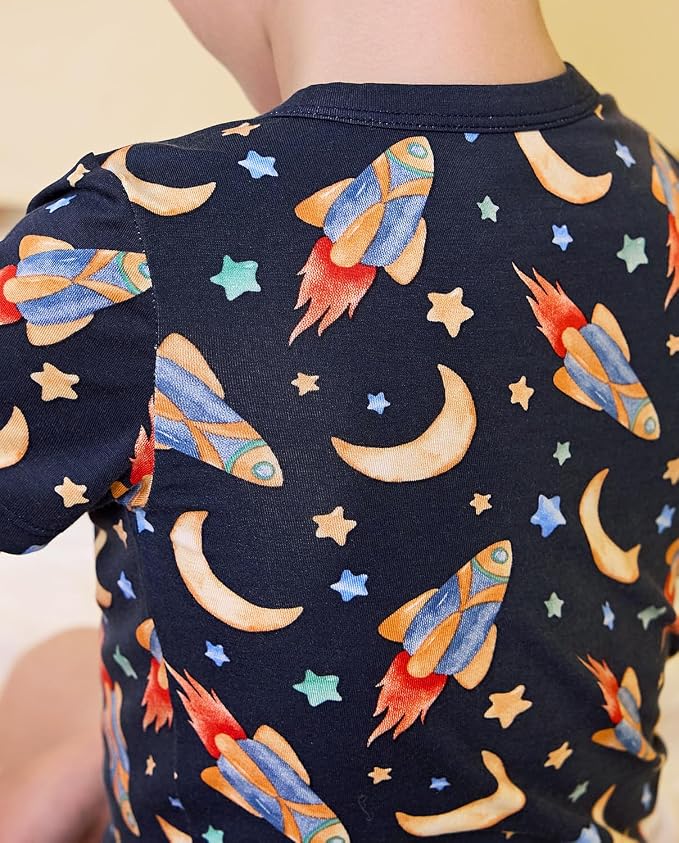 babee Reshinee Bamboo Viscose Toddler Boys Pajamas Set, Short Sleeve Kids - Image 2