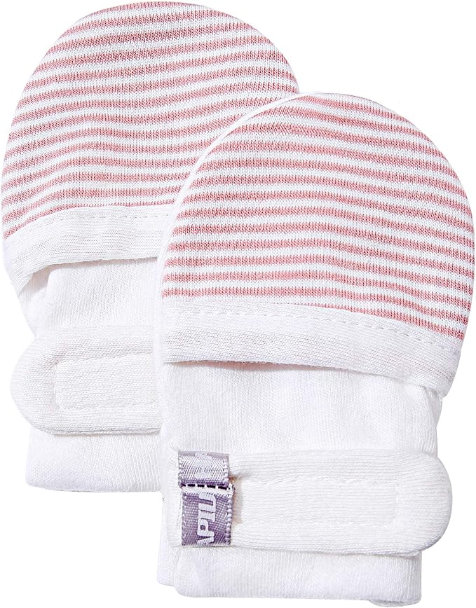 Baby Newborn No Scratch Mittens Stay On, 100% Cotton Adjustable 0-12M | Soft by HAPIU