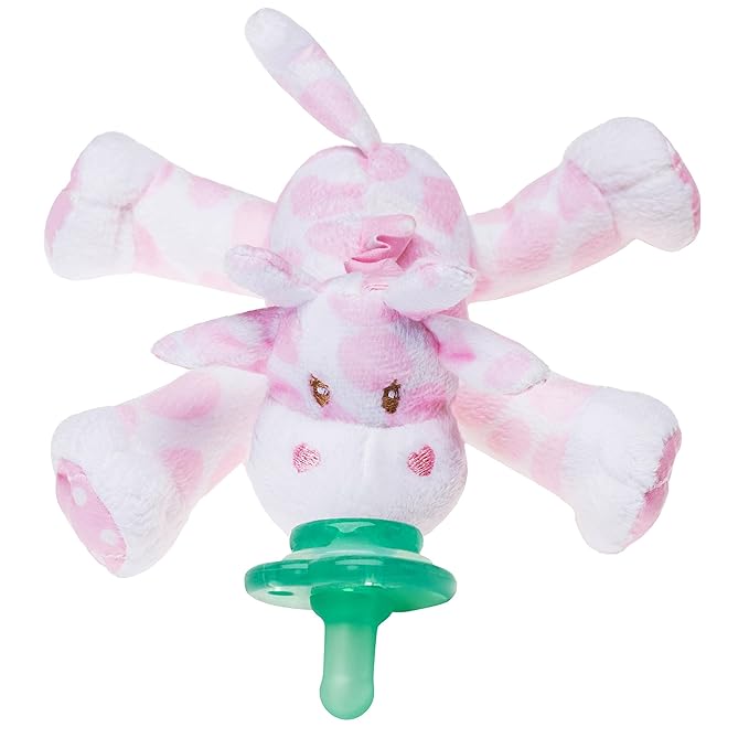 Nookums Paci-Plushies Shakies - Pacifier Holder with Built in Rattle (2 in 1)- Adapts to Name Brand Pacifiers, Suitable for All Ages, Plush Toy Includes Detachable Pacifier (Jaspie The Giraffe)