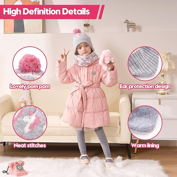 Moon Kitty Baby Girls Earflaps Knit Hats Infant Baby Beanies6-12Months