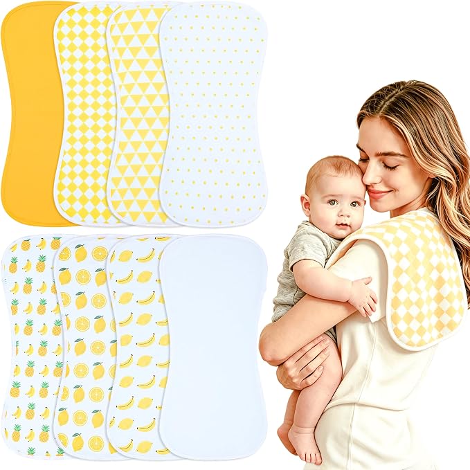 Baby Burp Cloths 8-Pack, Waterproof Burping Cloths, 4-Layer Super Absorbent & by Benoxine
