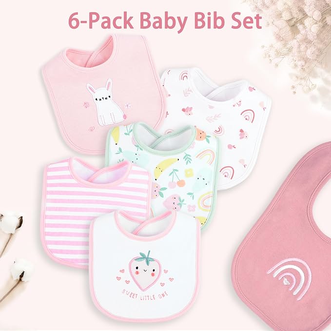 6 Pack Baby Bibs for Drooling and Teething Soft Cotton Absorbent - Image 9