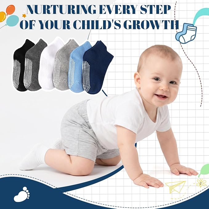 GRPSKCOS Non Slip Toddler Baby Socks 12 Pairs Anti Skid Ankle Socks - Image 7