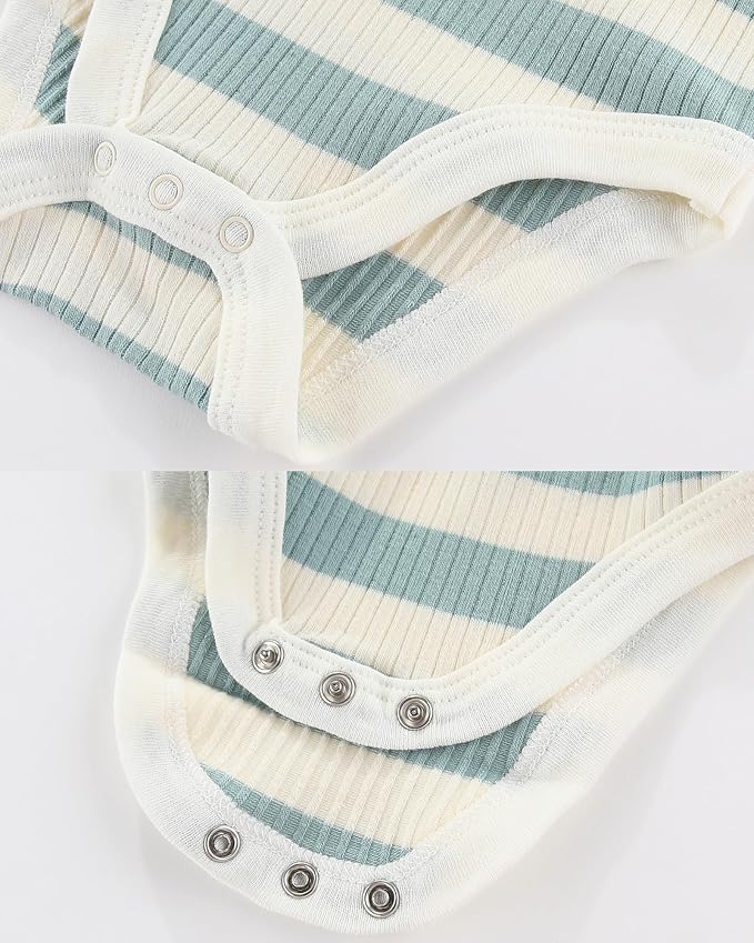 Baby Bodysuits Ribbed Mix Summer Newborn Boy Girl Clothes 5-pack | Multiple - Image 5