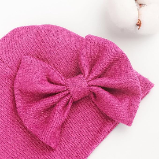 BQUBO Newborn Girls Hats Baby Hat and Mittens Set Infant Caps Bow Hospital - Image 4