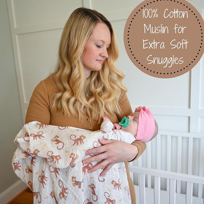 LollyBanks Baby Swaddle Blankets, 100% Organic Cotton Muslin Baby Blanket | 3 - Image 7