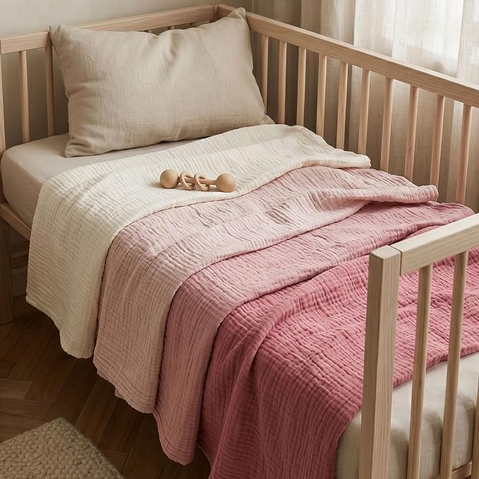 Muslin Swaddle Blankets for Newborn, 4 Pack Breathable Soft Receiving Blanket - Image 9