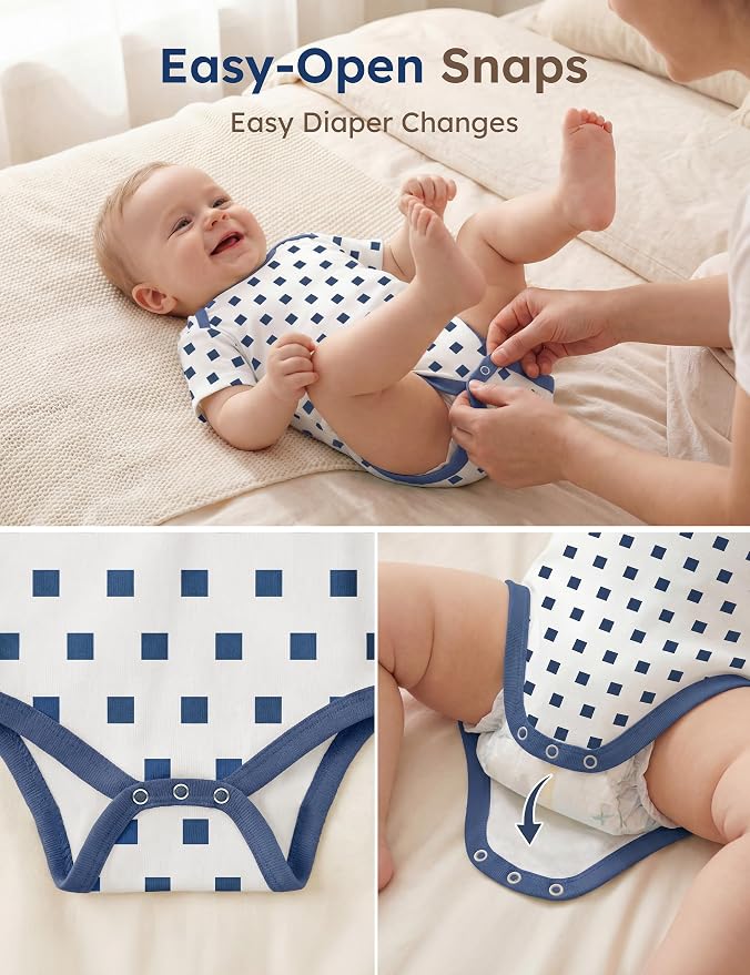Yoofoss Baby Bodysuits 100% Organic Cotton Baby Short Sleeve Baby Boys Girls - Image 4