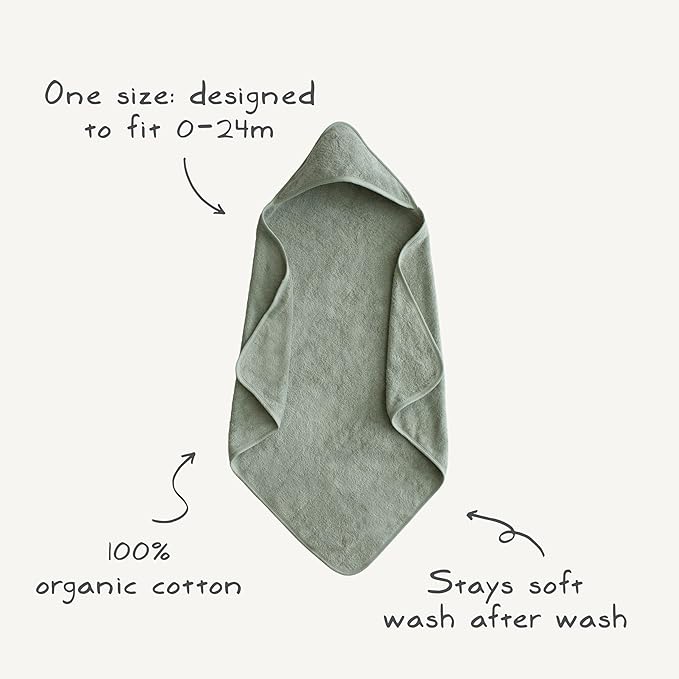 mushie Baby Hooded Towel | Organic Cotton (Fog)