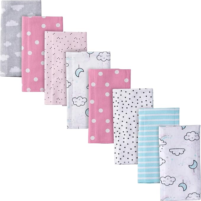 Gerber Baby Boys & Girls 8-Pack Cotton Flannel Burp Cloths by Gerber