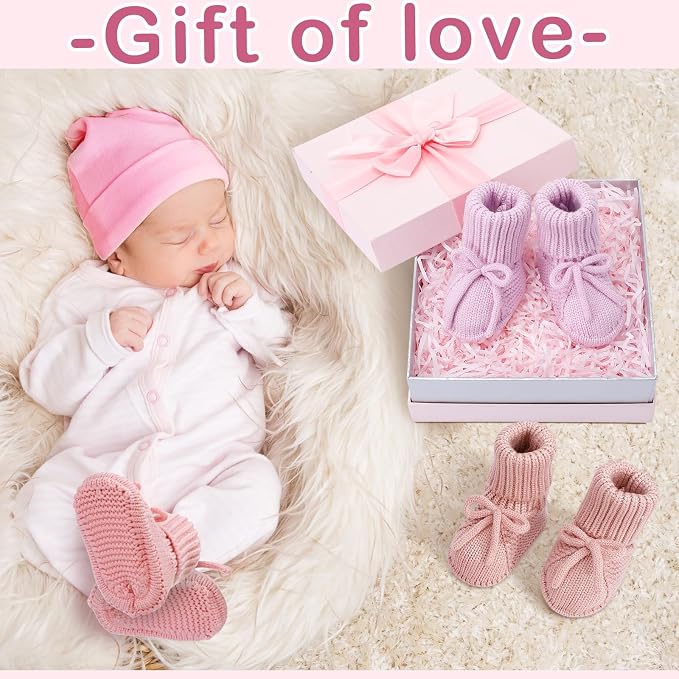 Evervibe 3 Pair Knitted Baby Booties | 100% Cotton, 0-6 Months Newborn - Image 5