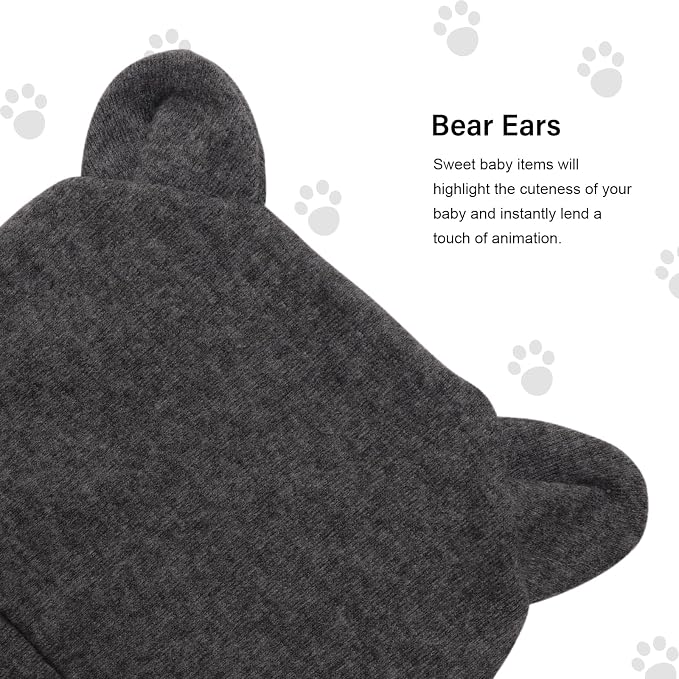 Newborn Baby Hat and Mittens Set Bear Ears Toddler Infant Beanie Caps Newborn - Image 3