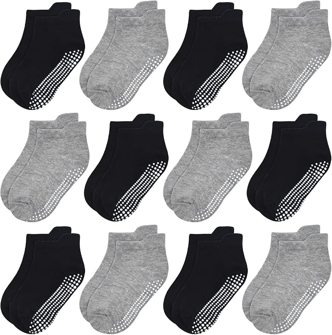 GRPSKCOS Non Slip Toddler Baby Socks 12 Pairs Anti Skid Ankle Socks by GRPSKCOS