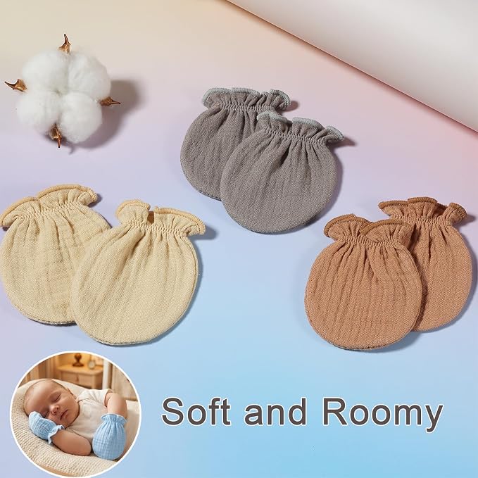 MOMSMENU Baby Mittens Newborn Muslin Soft No Scratch 0-6 Months 6-Pack | - Image 8