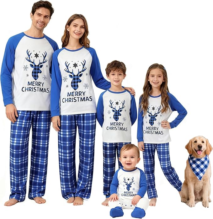 Awoscut Family Christmas Pajamas Matching Pajamas for Family, Xmas PJs Sets Holiday Sleepwear