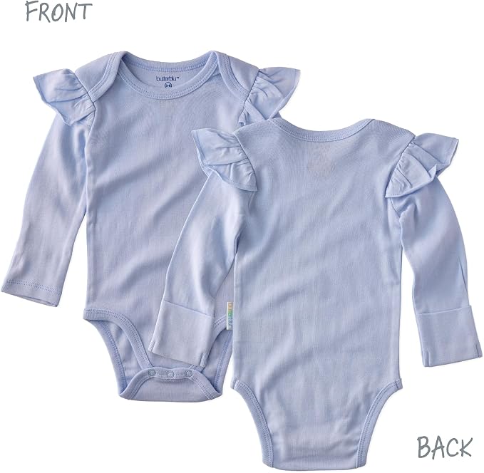 Butterblu Ashley 5-Pack Long Sleeve Ruffle Shoulder Bodysuits 100% Cotton | - Image 3