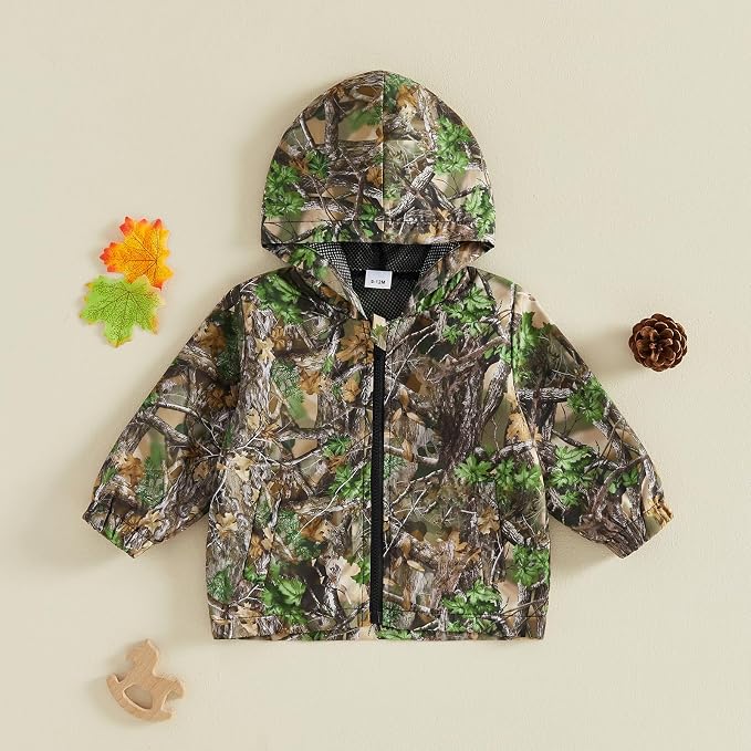 Toddler Baby Boy Lightweight Hooded Jacket Excavator Coat Outwear | Truck Print - Image 5
